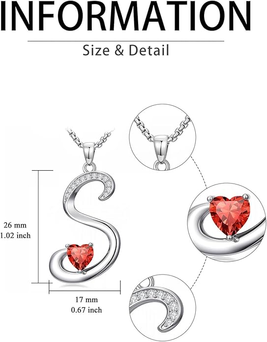Valentines Day Gifts for Women Alphabet A to Z Initial Birthstone Pendant Necklaces for Women - 18k White Gold Plated Personalized Name Jewelry Valentine Mothers Day Birthday Gifts for Women Her Girlfriend