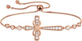 YL Cross Bracelet 925 Sterling Silver Infinity Sideways Link Bracelet Birthstone Jewelry for Women