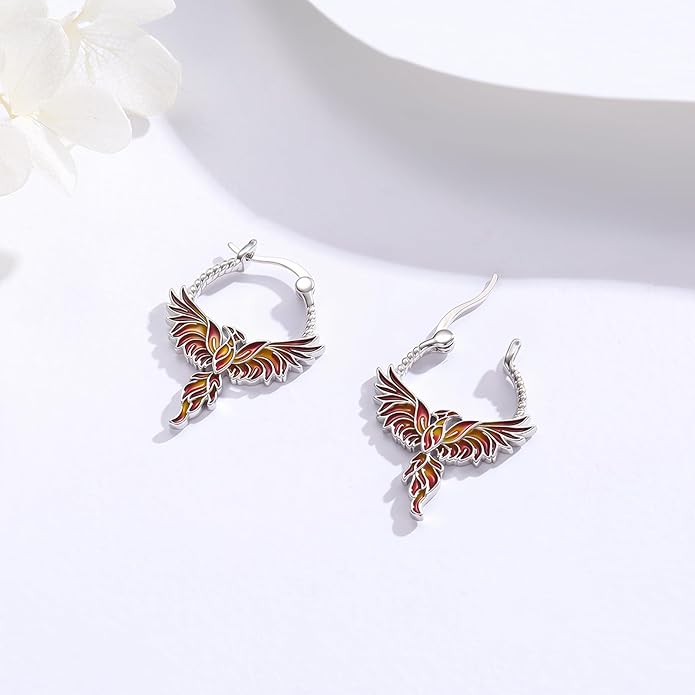 JUSTKIDSTOY Hypoallergenic Panda/Unicorn/Hummingbird/Dolphin Hoop Earrings for Women 925 Sterling Silver Animal Huggie Hoop Earrings Jewelry Gifts for Sensitive Ears