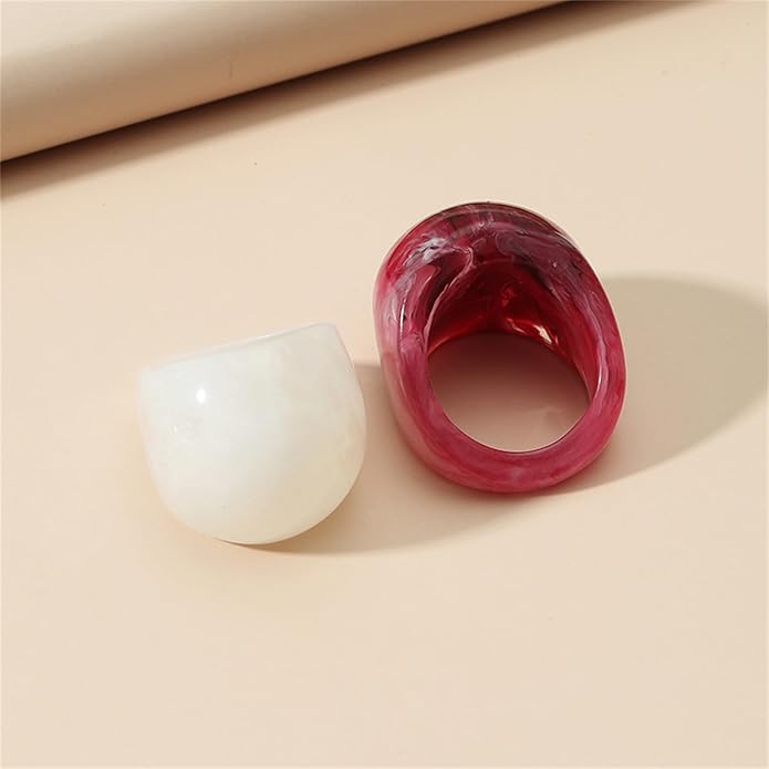 Multicolor Resin Chunky Rings for Women,Acrylic Plastic Rin Knuckle Finger Cute Trendy Aesthetic Y2k Statement Ring Vintage Simple Geometric Rings Jewelry