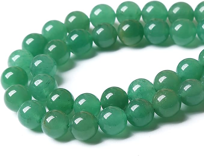 38pcs 10mm Natural Green Aventurine Beads Semi Precious Round Smooth Gemstones Beads for Jewelry Making DIY Necklaces Bracelets