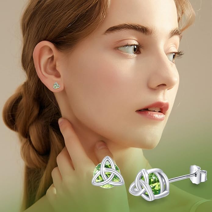 MEDWISE 925 Sterling Silver Birthstone Stud Earrings for Women Birthday Jewelry Gifts for Daughter Mother Women Valentines Day Gifts for Her