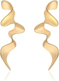 18K Gold Plated Sculptural Earrings Set for Women – Hypoallergenic, Lightweight, Modern Hoop & Drop Styles – 6 Bold Statement Designs – Christmas, Holiday, Thanksgiving Gift, Halloween