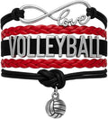 Volleyball Bracelets For Girls- Ideal Volleyball Gifts & Souvenirs. Adjustable Charm Bracelet with Moveable Letters, Infinity Symbol & Silver Volleyball Charm. Fashionable Bracelets by SportyBella.