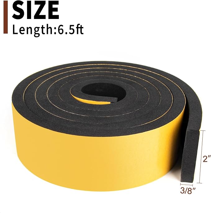 Yotache Self Sticking Foam Insulation Tape 2" W X 3/8" T, 6.5 Ft | New Adhesive - Image 4