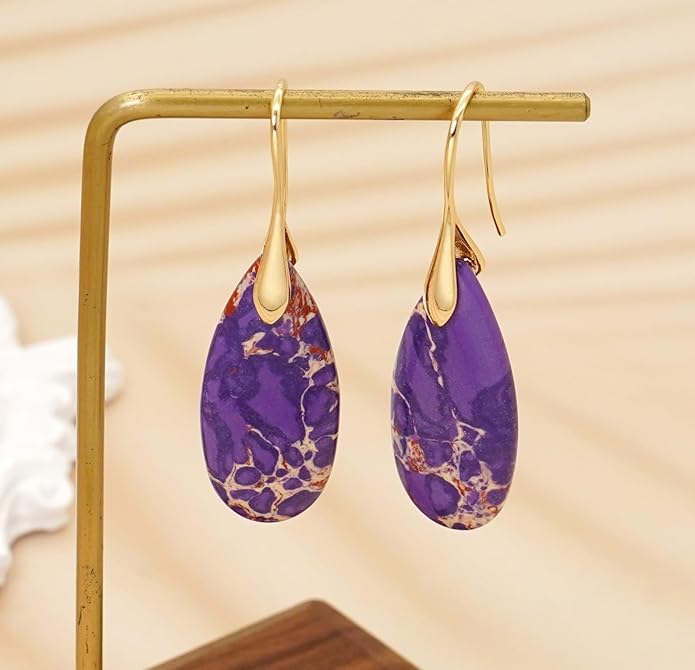Natural Stone Earrings Waterdrop Stone Dangle Earrings for Women