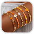 Gold Bracelets for Women Waterproof, 14K Gold Plated Beaded Cross Bracelets Set,Boho Stretch Bracelets Stackable Jewelry for Women Teenage Girls Jewelry Christmas Gifts