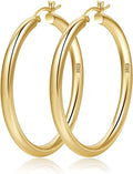 4mm Thick Gold Chunky Earrings Steling Silver Post Hoops Earrings For Women Hollow Tube Hoops Earrings Thick Gold Hoop Earrings Hypoallergenic Lightweight Gold Hoop Large Earrings 20/30/40/50/60MM