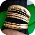 YEEZII Gold Bangle Bracelets for Women, 7Pcs 14K Gold Plated Boho Indian Multi Stackable Textured Bracelets, Chunky Bangles Set for Women Jewelry Gifts