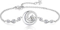FANCIME Birthstone Bracelets 925 Sterling Silver Moon and Star Bangle Charm Bracelet Fine Jewelry Birthday Anniversary Christmas Day Gift for Her Women, Adjustable Chain 6.7"+1.2" Extend