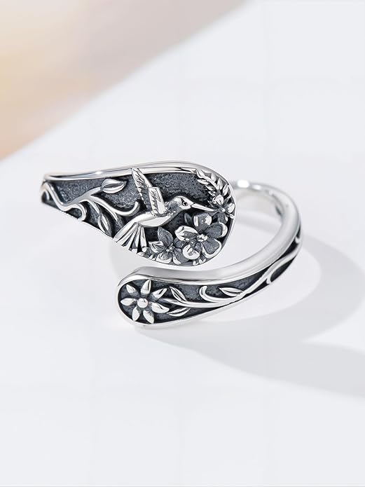 Vintage Adjustable Thumb Rings 925 Sterling Silver Sunflower/Red Cardinal/Butterfly/Turtle/Skull Ring Jewelrry for Women Men