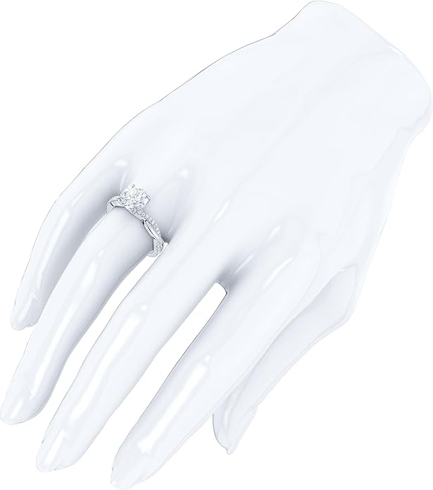 THELANDA Sterling Silver 4-Prong Petite Twisted Vine 2.0 CT Genuine Moissanite Engagement Ring Promise Bridal Ring