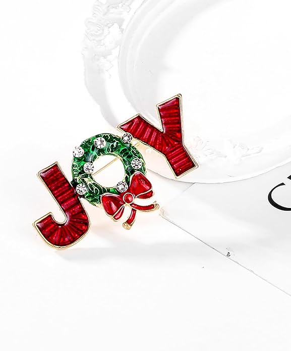 Christmas JOY Brooches Pin for Women, Santa Candy Cane Brooch Christmas Gift Jewelry Wreath Reindeer，Christmas Deer Butterfly Elk Crystal Pins