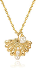 MEVECCO Dainty Gold Pendent Necklace for Women 18K Gold Plated Pearl CZ Starfish Seashell Conch Star Crab Boho Handmade Ocean Chain Necklace Summer Beach Jewelry Gift