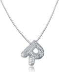 SKQIR Diamond Initial Letter Necklace for Women Bubble Gold Plated Puffy Balloon Alphabet Crystal Zircon Pendant Name Necklace Dainty Charms Trendy Jewelry Gift for Women