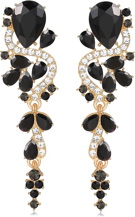 Rhinestone Statement Dangle Earrings Sparkly Crystal Bridal Wedding Earrings for Brides Bridesmaides Chandelier Teardrop Earrings for Women Prom Party
