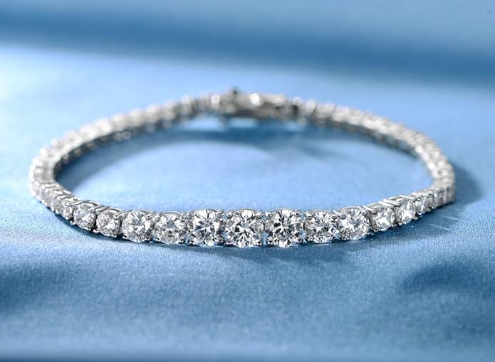 Gemsme 18K White Gold Plated Tennis Necklace/Bracelet/Earrings/Band Ring Sets Hypoallergenic Jewelry Pack of 4
