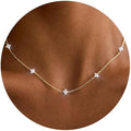 VRIUA Necklaces for Women - 14K Gold/Silver Plated Dainty Chain Necklace with Five Charms: Diamond, Bow, Snowflake, Cross, Flower, Clover, Butterfly, Heart, Star of David, and Star Trendy Jewelry