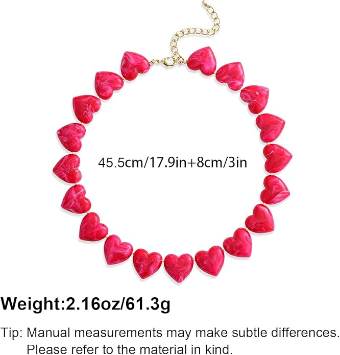 YUJIE Amber Acrylic Heart Choker Necklace for Women Vintage Punk Chunky Necklace Trendy Fashion Accessory