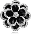 Rhinestone Flower Brooch for Women Vintage Style Black White Crystal Flower Brooch Pin Sparkling Bridal Wedding Crystal Pin Elegant Clothing Hat Bag Accessories Christmas Birthday Party Wedding Costume Jewelry