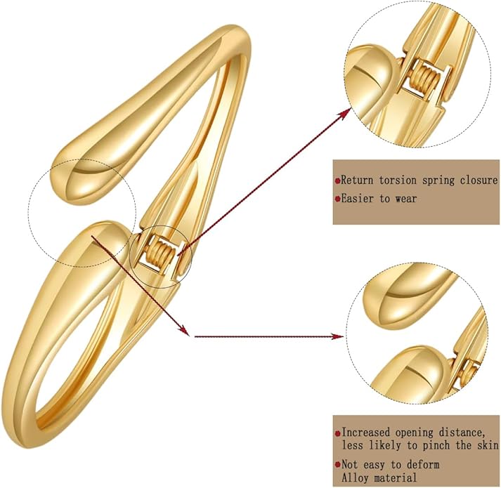 Gold Chunky Bangle Bracelet for Women Adjustable Twist Cuff Design Tarnish-proof Stackable Jewelry Gift