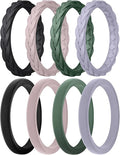 Egnaro Women's Wedding Bands, Silicone Thin and Stackable Rubber Engagement Ring, Variety Multipack With Breathable Grooves Workout Accessories