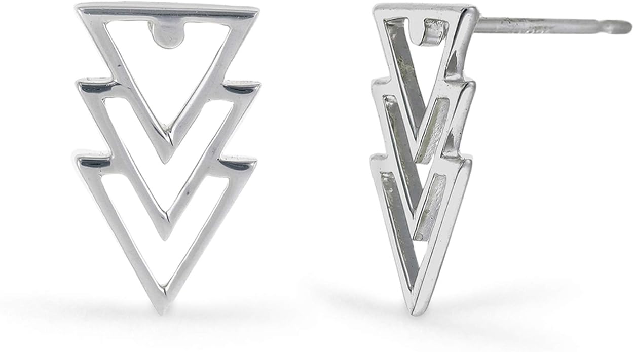 Boma Jewelry Sterling Silver Triangle Geometric Stud Earrings