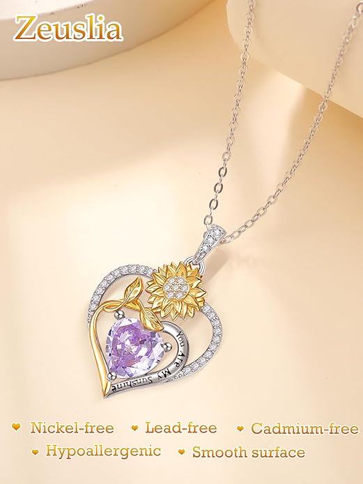 Valentine's Day Gifts for Wife 925 Sterling Silver Double Birthstone Pendant Necklaces I Love You for Always and Forever Necklace Anniversary Birthday Gifts for Wife Girlfriend Mom Her