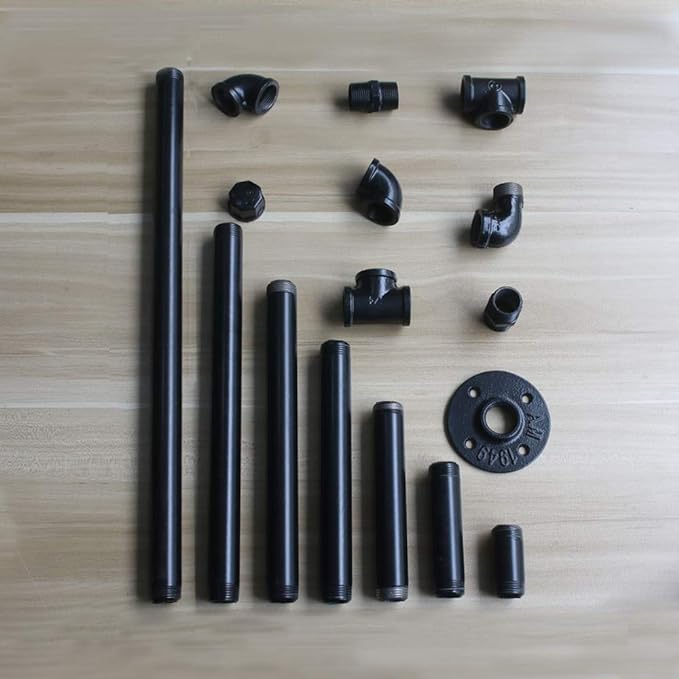 6 Pack 18" Pre-Cut Black Metal Pipe, Industrial Steel Fits Standard Three - Image 5