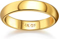 Florideco 14K Gold Filled Ring for Women Men Thick Thin Pinky Thumb Ring Wedding Band Ring Non Tarnish Plain Domed Comfort Fit Size 6 to 10