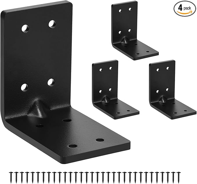 4 PCS Heavy Duty Steel Corner Brackets, DIY L Shelf Brackets, Metal Joint by MOZCORNHARDWARE
