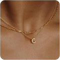 Initial Necklaces for Women, Trendy 14K Gold Plated Layered Necklace Dainty A-Z Letter Custom Name Personalized Choker Necklaces Non Tarnish Fashion Accessories Gold Jewelry Birthday Gifts for Her
