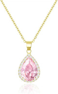 Linawe Crystal Chain Necklace for Women Trendy, Imitation Diamond Pendant, Statement Cubic Zirconia Boho Jewelry Set, 14K Gold/Rose Gold/Silver Birthstone Necklace