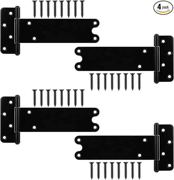 8 in T-Strap Shed Door Hinges 300 Lbs Capacity, 4 Pack Heavy Duty Gate Hinge | by DurabilityandElegance