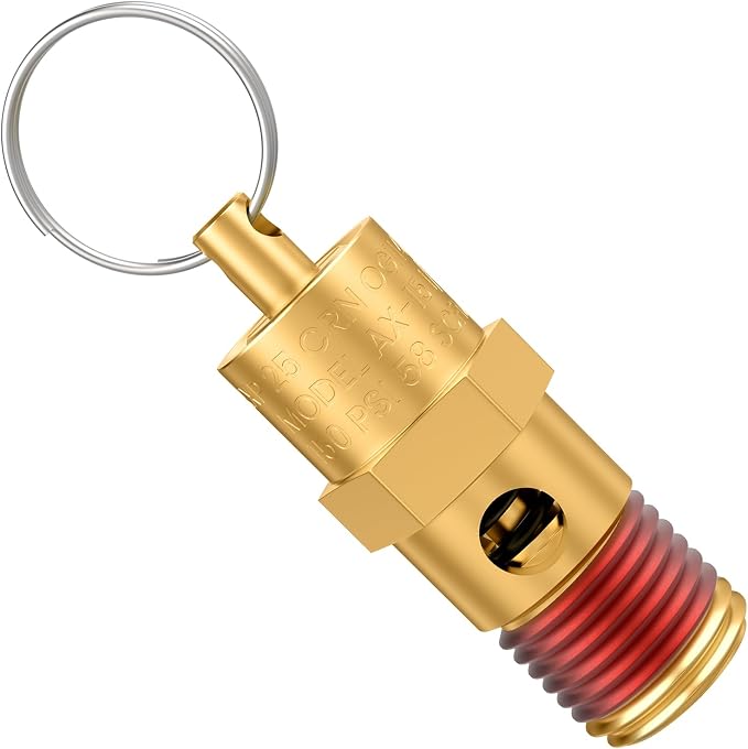 1/4" Male NPT Brass Safety Valve, 1 Pack | 175 PSI Pressure Relief by Unknown