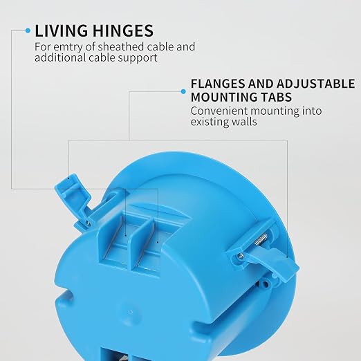 Round Ceiling Junction Box, 18 Cu.in, | 1-gang round ceiling Blue box, 18 cu.in - Image 5