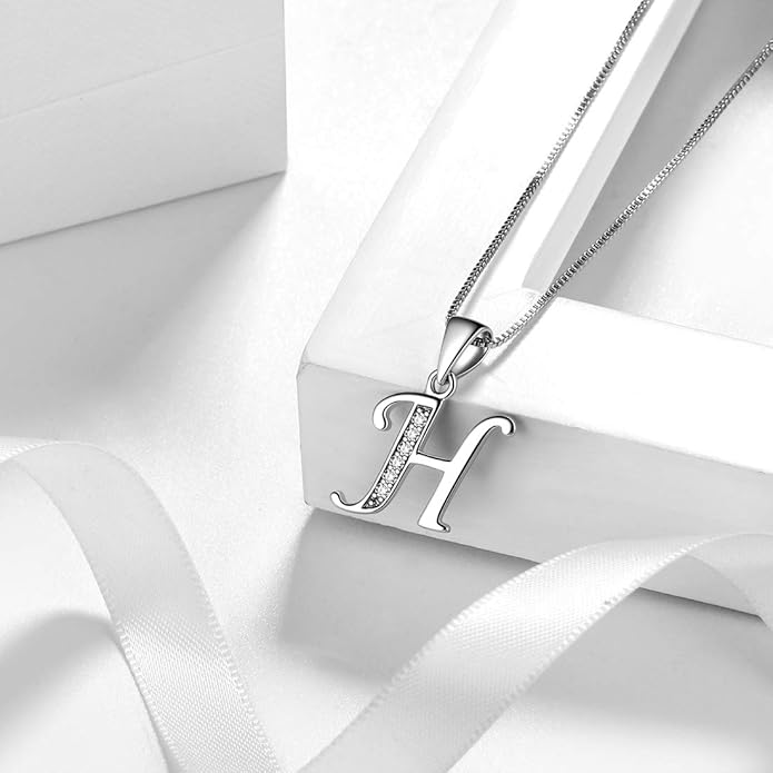 Aurora Tears Letter Necklace Initial 925 Sterling Silver Alphabet Pendant Crystal Name Gift Women Cubic Zirconia Jewelry