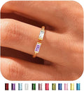 WFYOU Gold Birthstone Rings for Women - Non Tarnish Dainty 14K Gold Plated Stackable CZ Rings for Her & Couples - Personalized Jewelry Gift for Birthday
