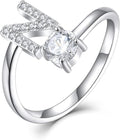 STARCHENIE Adjustable Initial Ring for Women 925 Sterling Silver Letters A-Z 26 Alphabet Rings Size 7
