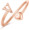 Initial Rings for Women Girls - Valentines Day Gifts for Her, Adjustable Rings for Women Non Tarnish Letter A-Z Dainty Heart Ring Teen Girls Gifts Trendy Stuff Personalized Jewelry Gift