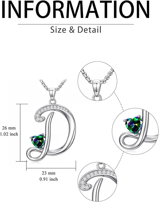 Valentines Day Gifts for Women Alphabet A to Z Initial Birthstone Pendant Necklaces for Women - 18k White Gold Plated Personalized Name Jewelry Valentine Mothers Day Birthday Gifts for Women Her Girlfriend