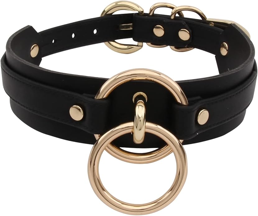 Lookook Fashion O-Ring Faux Leather Choker Necklaces Collar For Womens