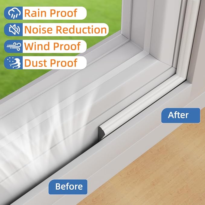 Kneelisa Wedge-Shape Window Weather Stripping Door Frame Seal 3Pcs×196” White - Image 6