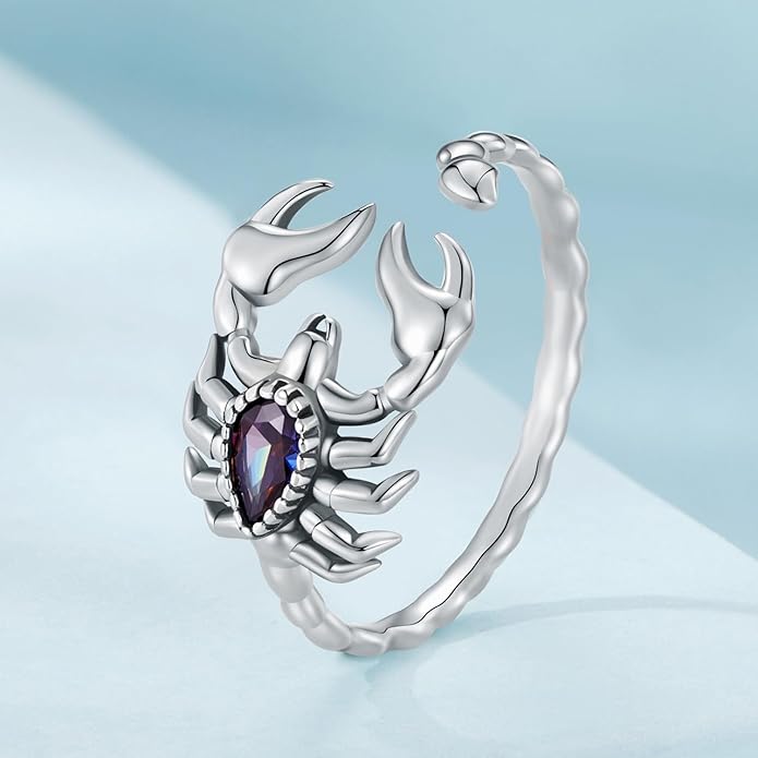 WOSTU Animal Open Adjustable Ring Playful Cat Dachshund Snake Koi Fish Hummingbird Bat Heart Feather Stacking Ring for Women, Sterling Silver Plated Pet Memorial Jewelry Gift for Cat Lovers