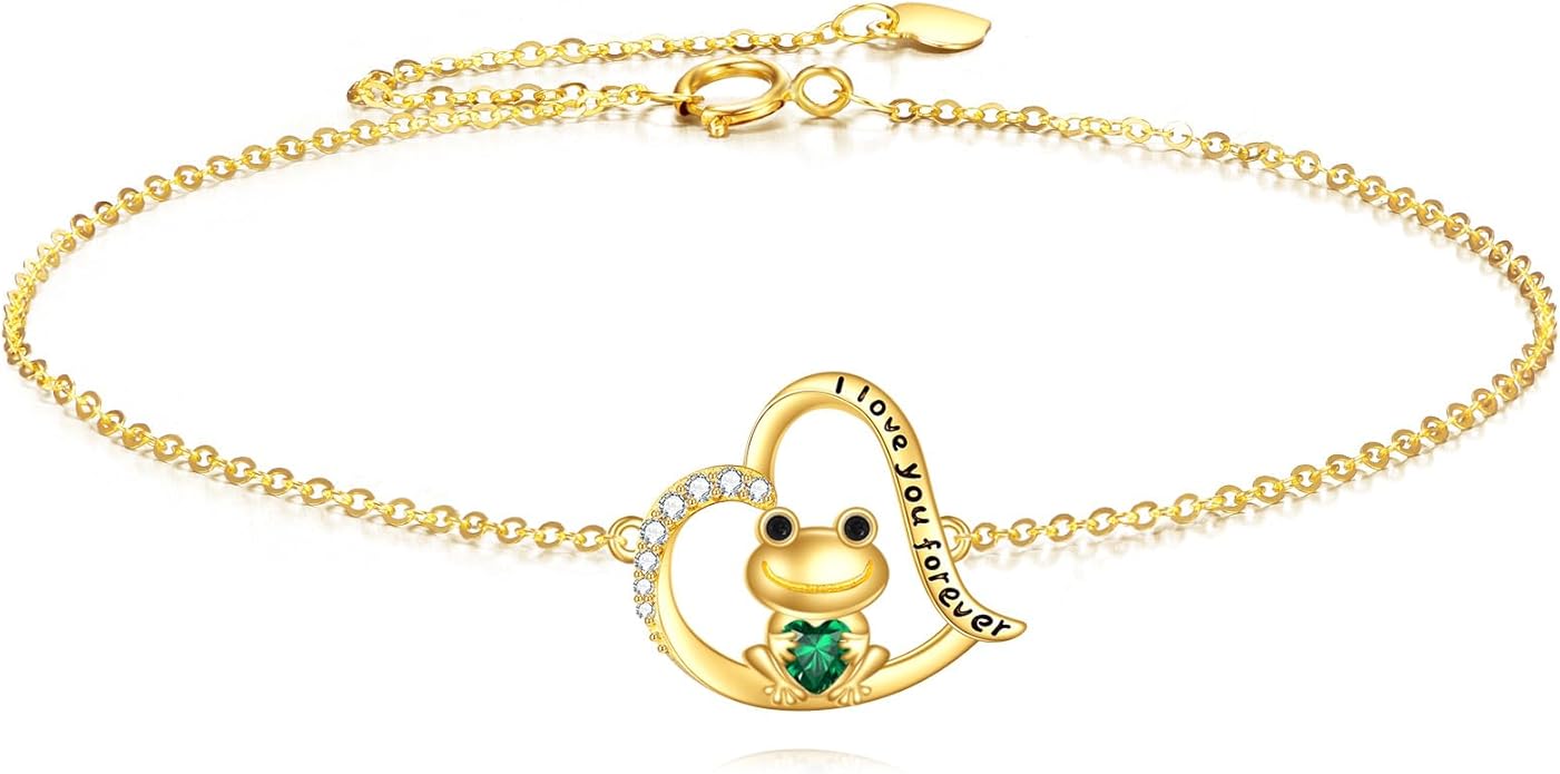 KECHO 14k Yellow Gold Butterfly/Dragonfly/Frog/Sunflower/Daisy/Tree of life/Moon/Clover Bracelet Anklet for Women