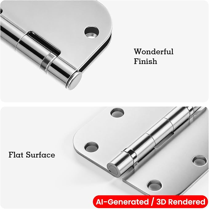 TDCHINGES Rounded Door Hinges Polished Chrome 3.5 Inch 5/8" Lasting Mute | 18 - Image 6