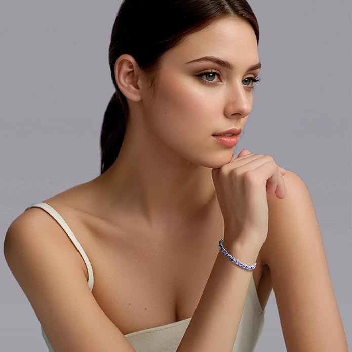 SUNFEEL Birthstone Bracelet Jewelry for Women Sterling Silver with Gold Plated Tennis Bracelet Classic Bolo Adjustable Chain Anniversary Birthday Gifts for Women Mom Wife Her