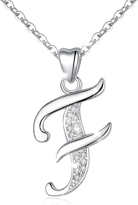 AEONSLOVE 925 Sterling Silver Initial Necklaces for Women, 26 Letters Pendants Necklace Gift for Mother, Daughter, Wife, 18 Inch Chain