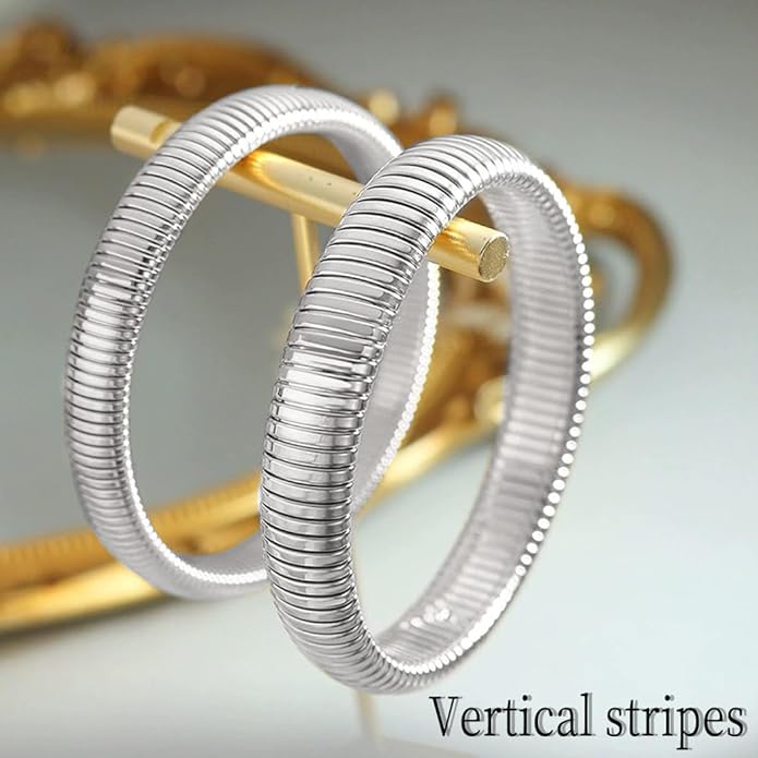 Gold Bangles for Women Chunky Bracelets Gold Plated Wide Ribbed Design Bangle Jewelry