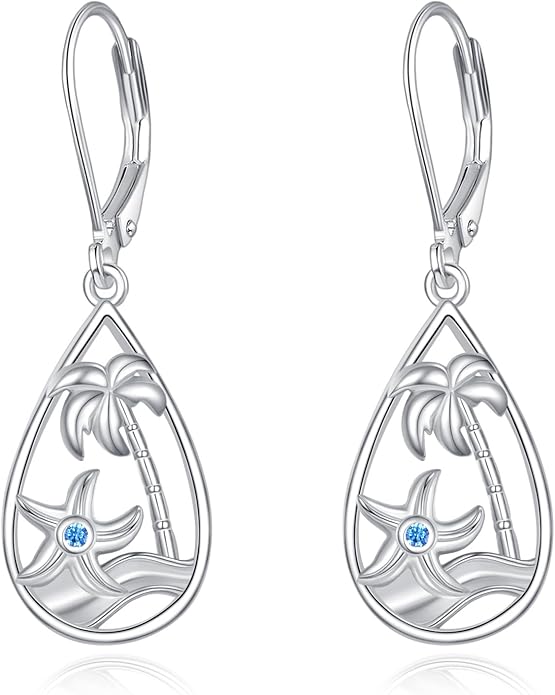 Beach Starfish Earrings for Women Sterling Silver Starfish Jewelry Gifts